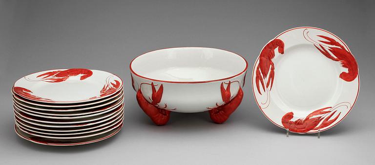 KRÄFTSERVIS, 13 delar, flintgods, Rörstrand, tidigt 1900-tal.