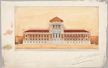 HARALD FALKMAN, ARKITEKTURRITNINGAR, ca 20 st samt, AKADEMITECKNINGAR, 4 ST, sign, dat tidigt 1900-tal.