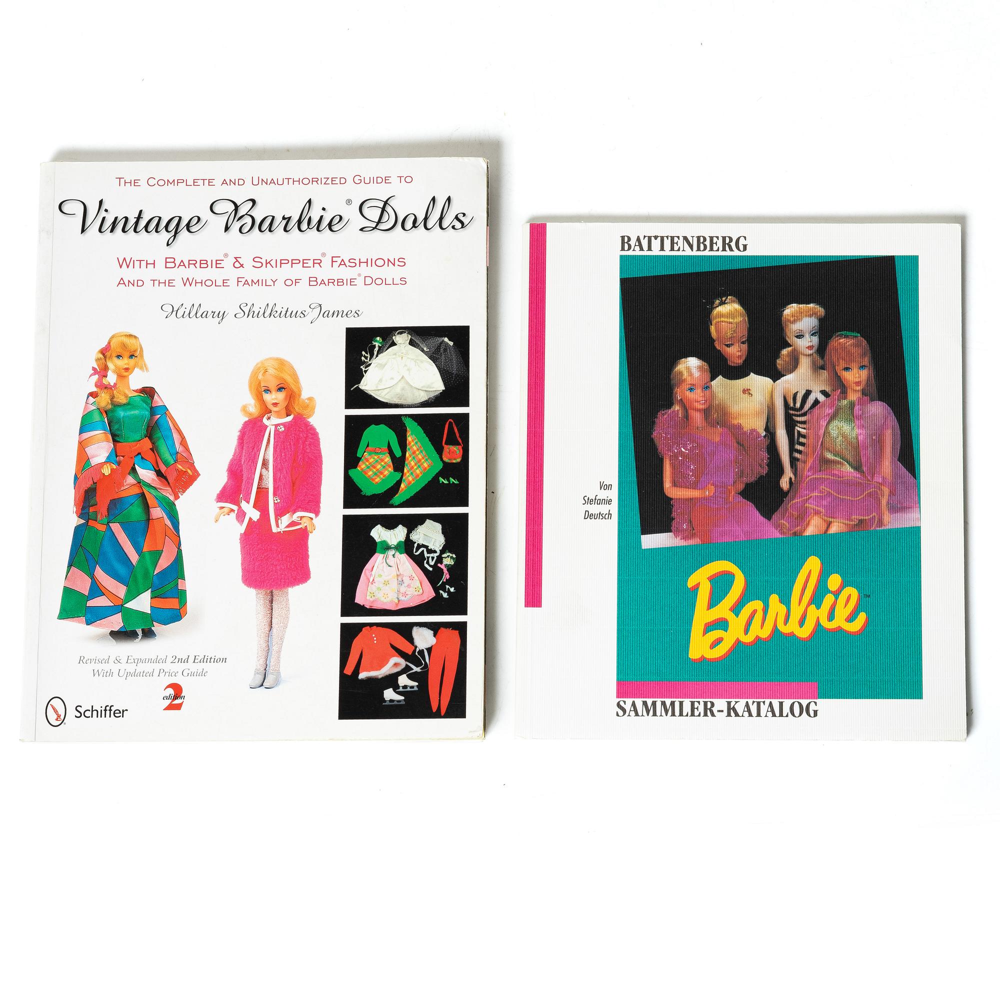Böcker, Barbie, 16 st,  bland annat, "Barbie - her life and times" & "Barbie Fashion vol I & II".