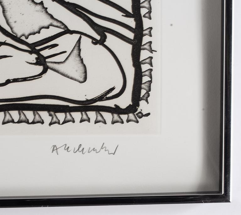 Pierre Alechinsky, etching and  linocut, 1989, signed 2/125.