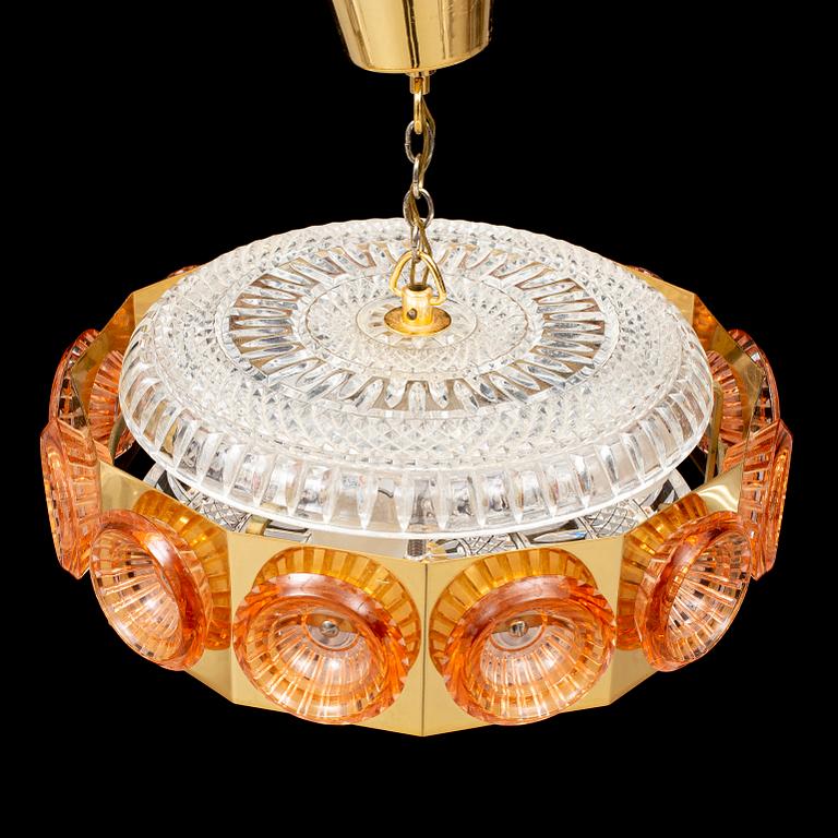 CARL FAGERLUND, troligen, taklampa, Orrefors, 1900-talets andra hälft.