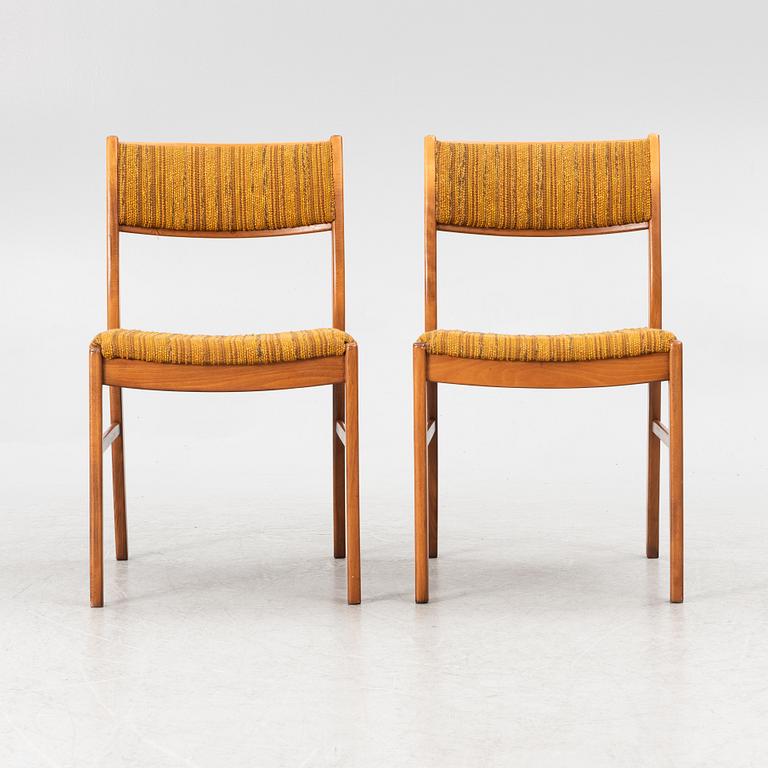 A dining table and four chairs, second half of the 20th century.