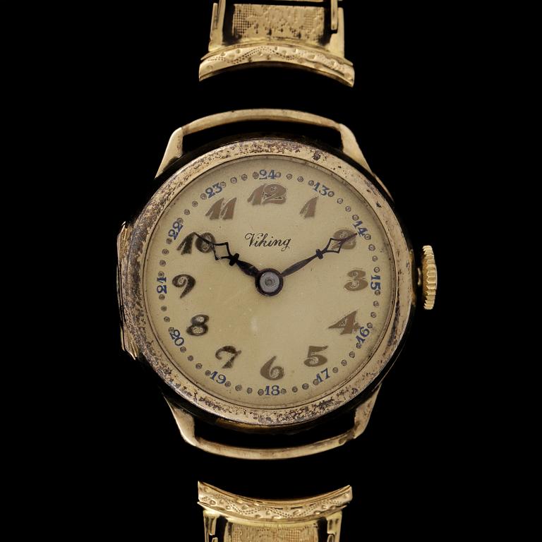 ARMBANDSUR, dam, Viking, 14k resp 18k guld, 1940-tal. Vikt bandet 6,8g.