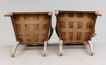 KARMSTOLAR, 2 st, sengustaviansk resp. sengustaviansk stil.