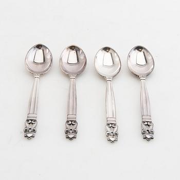 Johan Rohde, skedar 12 st "Konge/Achorn" sterlingsilver för Georg Jensen efter 1945.