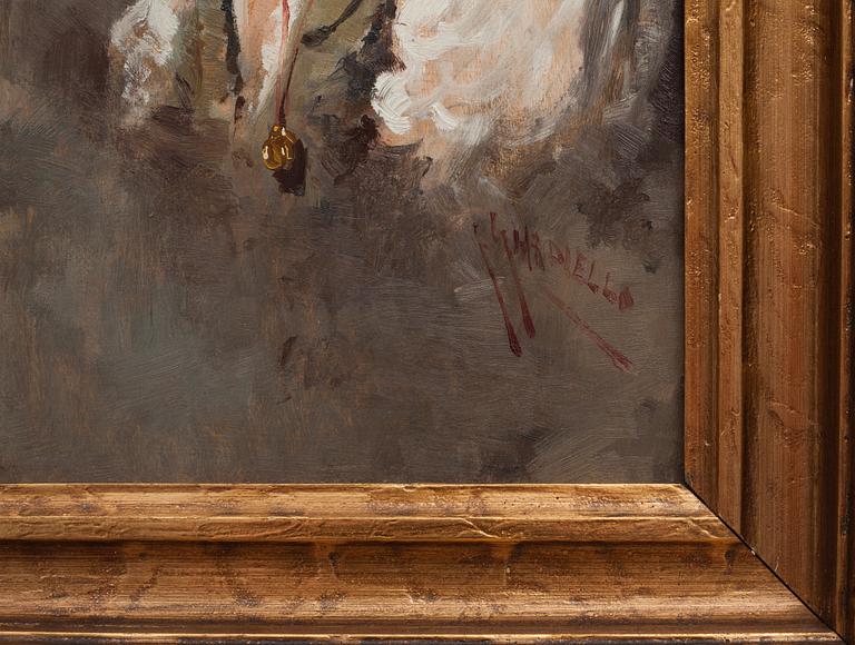 GIUSEPPE GIARDIELLO, olja på pannå, signerad.