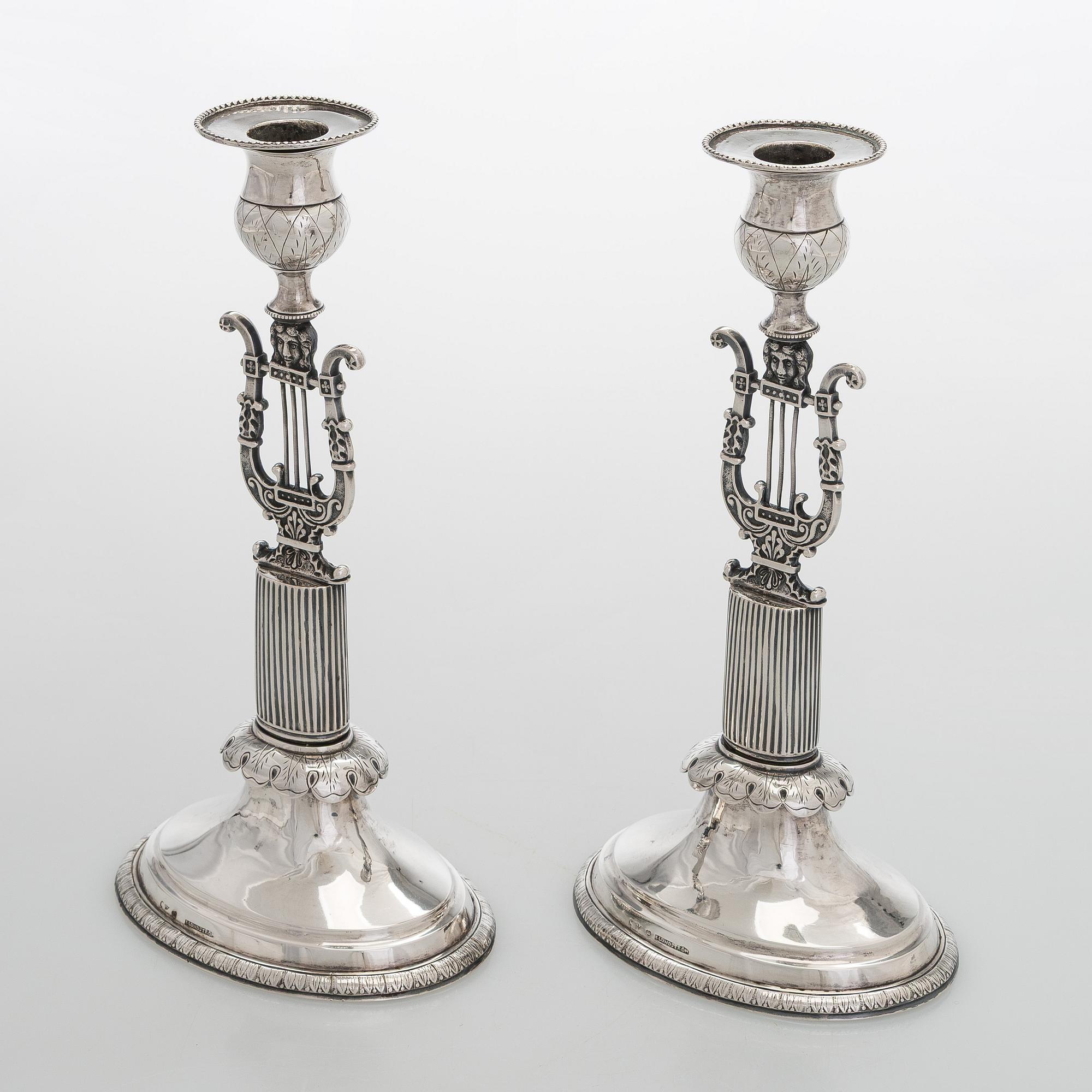 A pair of Empire silver candlesticks, maker's mark of Jacob Herman Lundström, Kuopio 1830.