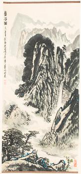 Wang Yanzhang, A scroll painting, ink and colour on paper signed.