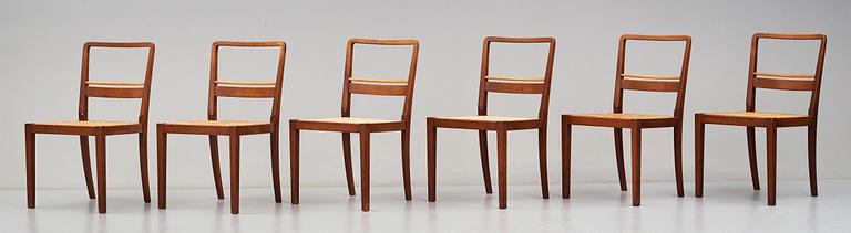 Erik Chambert, a set of six dining chairs, A-B Chamberts Möbelfabrik, Norrköping, Sweden ca 1937.