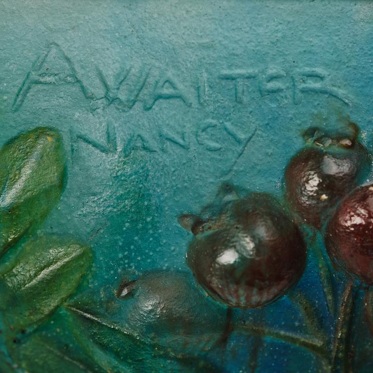Amalric Walter & Henri Bergé, a pâte de verre bowl decorated with 'Sorbus intermeida' (latin), Nancy France 1920s.