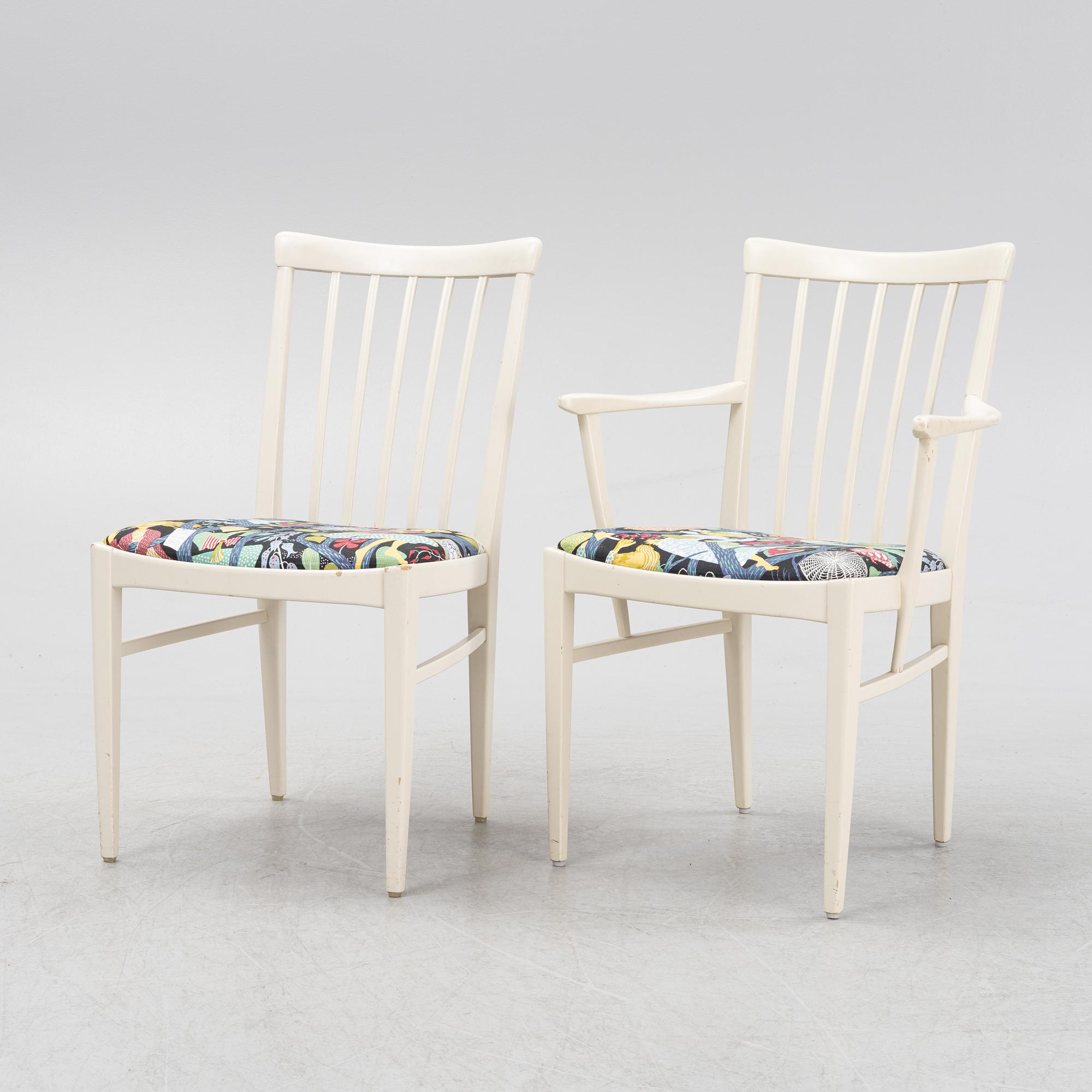Carl Malmsten, a 'Herrgården' dining table and six chairs, Bodafors.