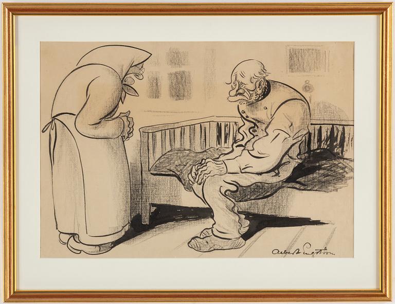 ALBERT ENGSTRÖM, ink drawings, 13, signed.