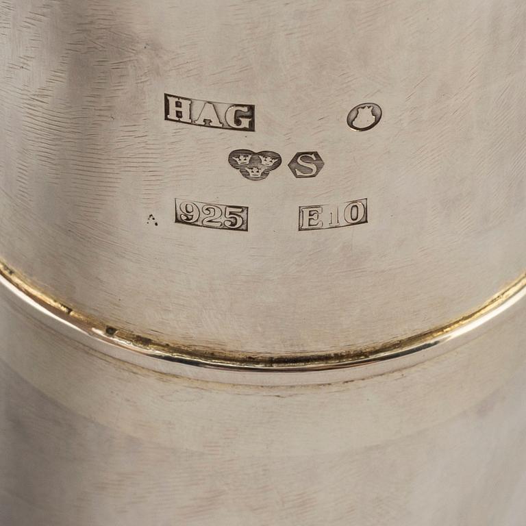 A sterlingsilver vase by Birger Haglund.