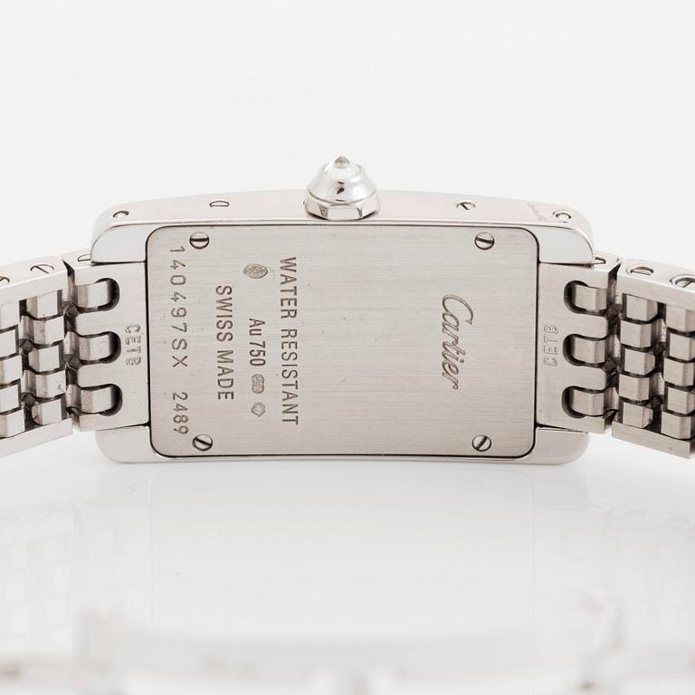 Cartier damarmbandsur "Tank Américane" 18K vitguld med runda briljantslipade diamanter.