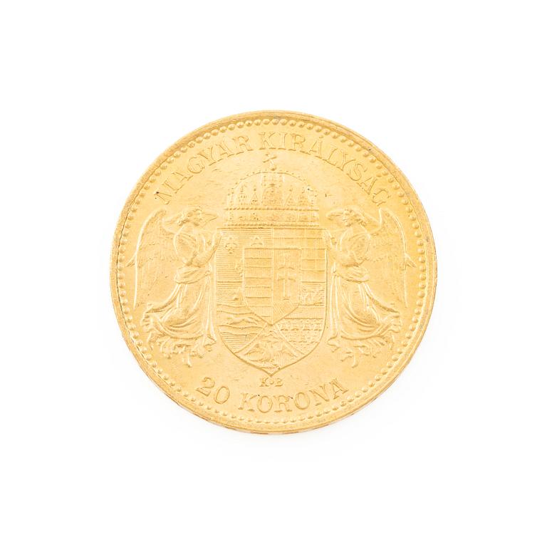 Gold coin, Hungary, 20 Korona, 1898.