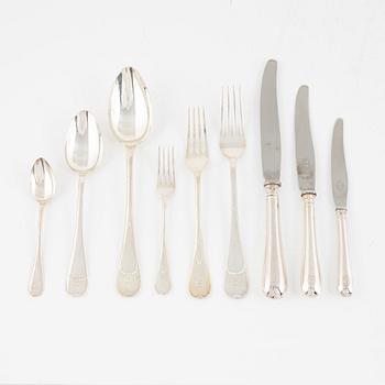 An 107-piece Swedish silver cutlery, model 'Svensk rund', mark of GAB, Stockholm, including 1950.