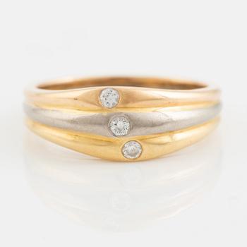 Cartier 18K three coloured gold and brilliant cut diamond ring.