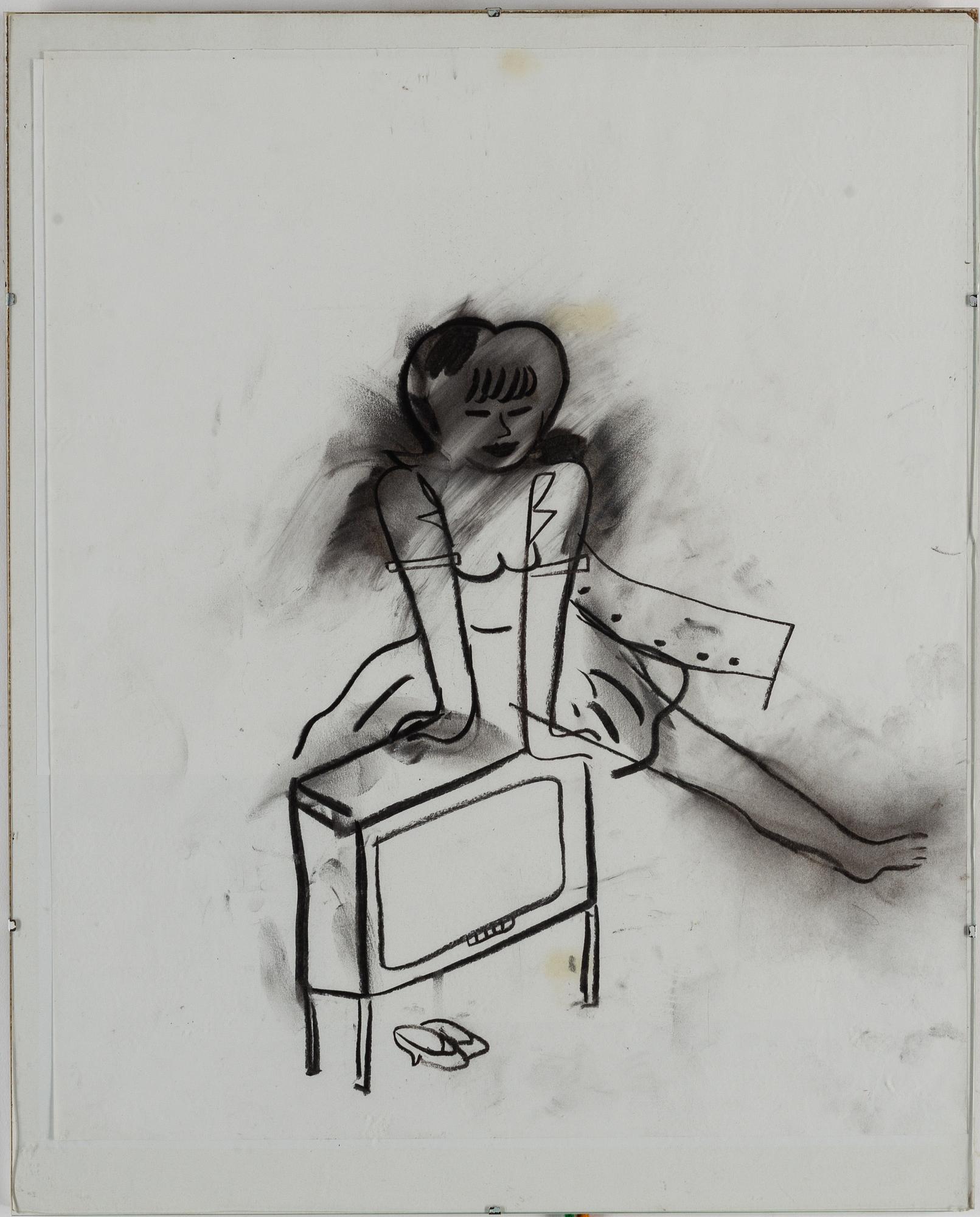 HELENE BILLGREN, chalk drawing, signed verso.