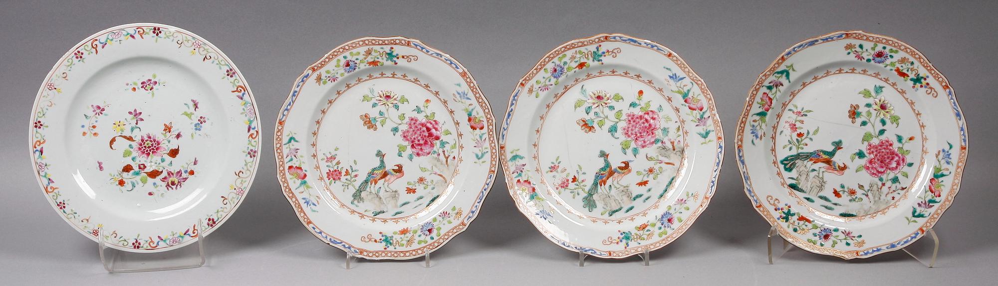 TALLRIKAR, 3+1 st, Kina, 1700-tal.