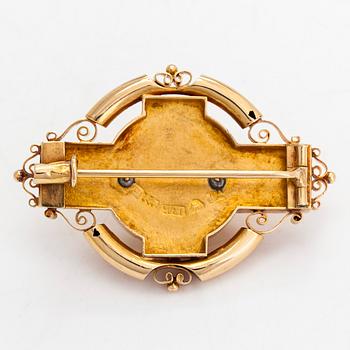 Brosch, 18K guld och halvpärla, Wilhelm Porthan, Viborg  1887.