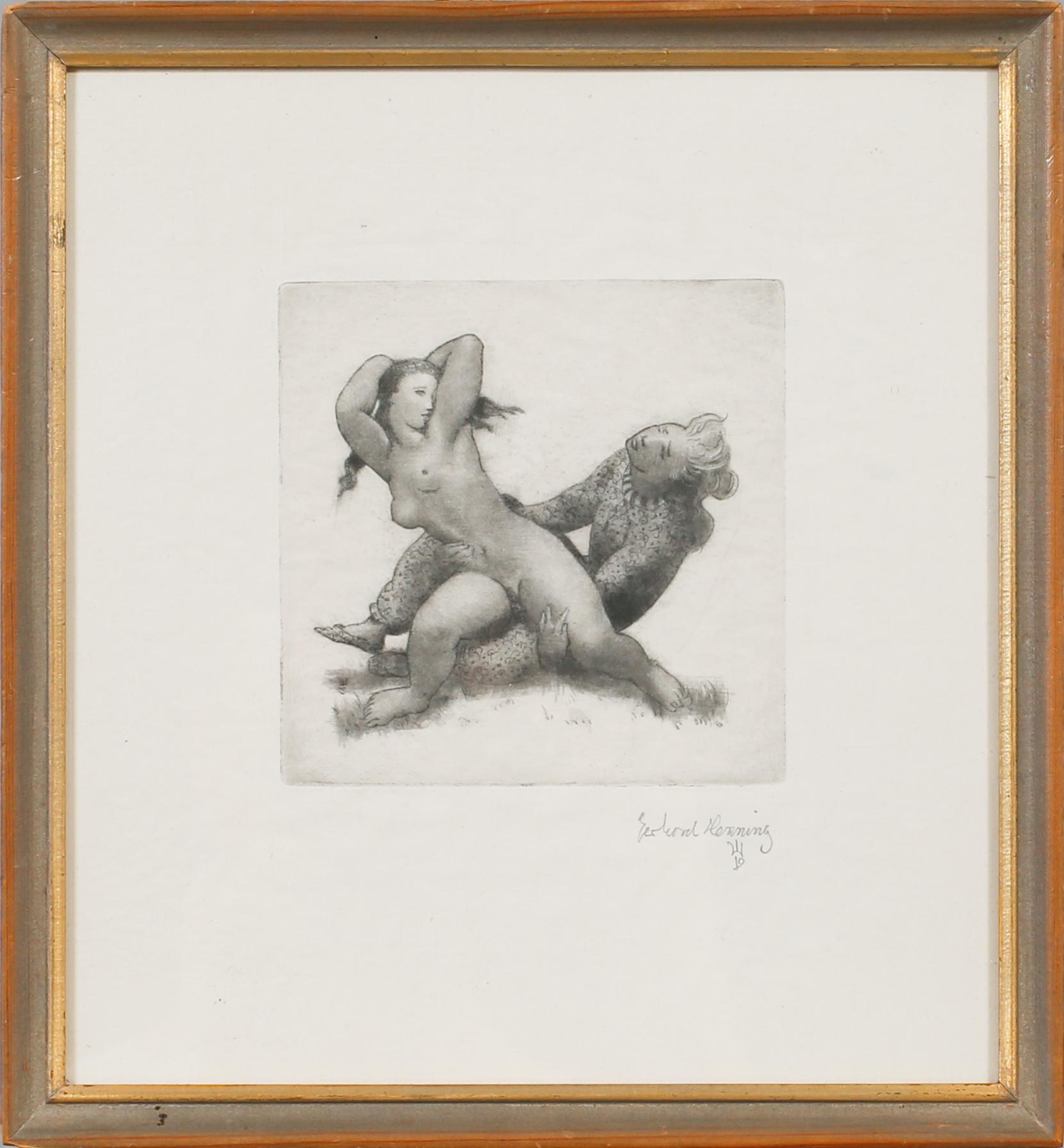 GERHARD HENNING, 8 st, etsningar, teckning samt mezzotint.