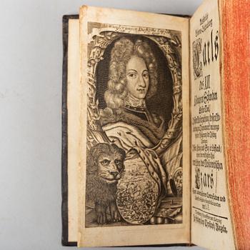 History of King Charles XII, 10 vols., with engraved plates and plans, 1702-19.