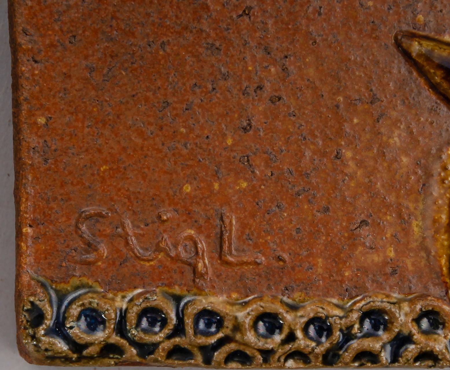 VÄGGPLATTA, stengods, Stig Lindberg, Gustavsberg.