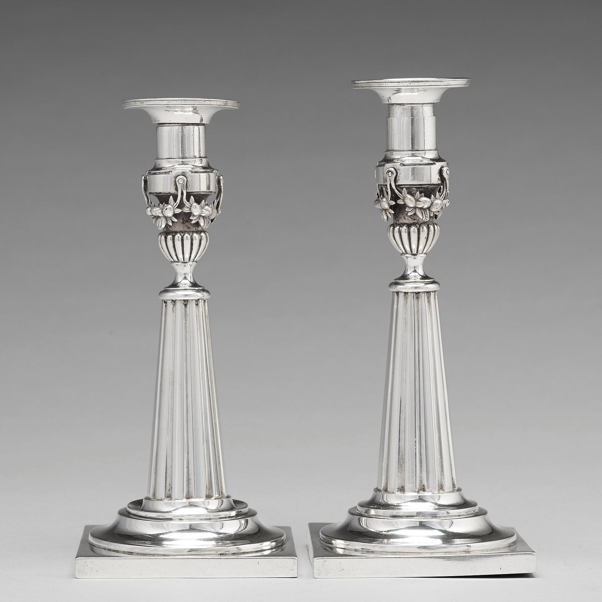Johann Rudolf Haller, ljusstakar, ett par, silver, Augsburg 1801.