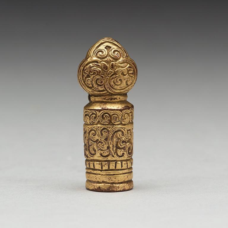 SIGILL, förgylld brons. Tibet, troligen 1700-tal.