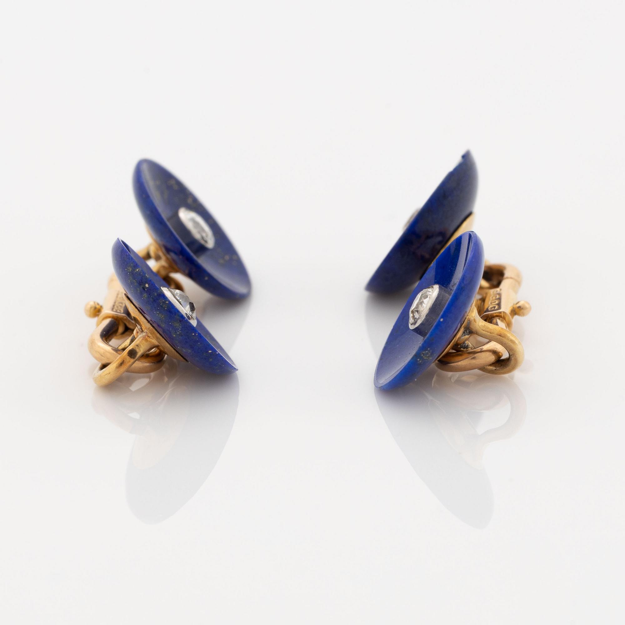 Lapis lazuli and old cut diamond cufflinks and shirt buttons.