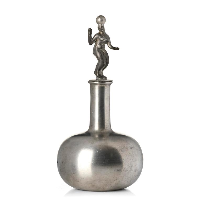 Estrid Ericson, a pewter bottle with stopper model "A 24" and "A 183", Firma Svenskt Tenn, Stockholm, 1926.