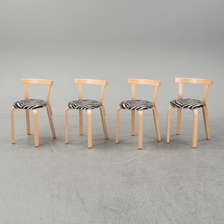 ALVAR AALTO, bord "90A" och stolar, 4 st, "68", Artek.