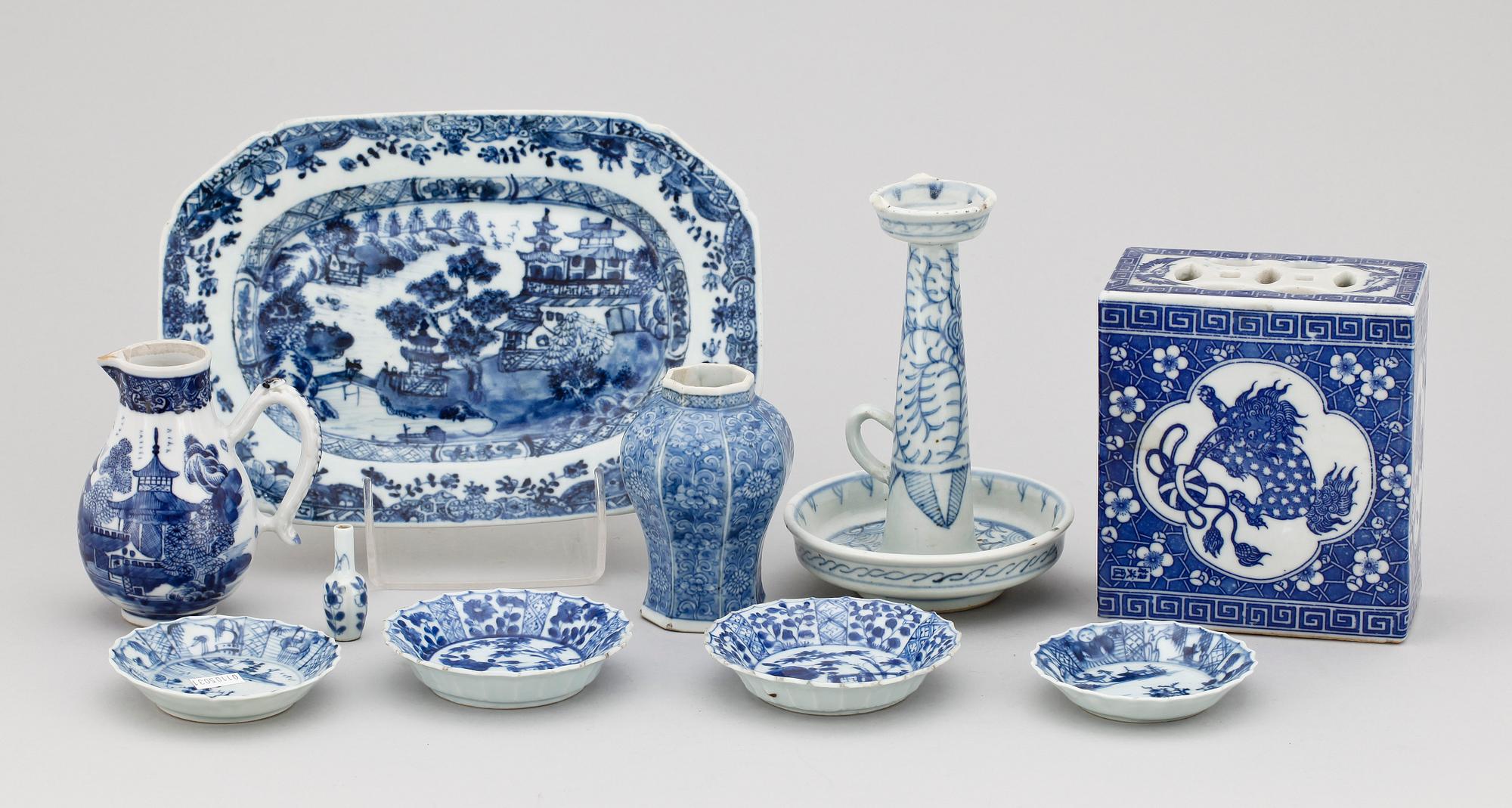 PARTI PORSLIN, 10 delar, Kina, 1700-1900-tal.