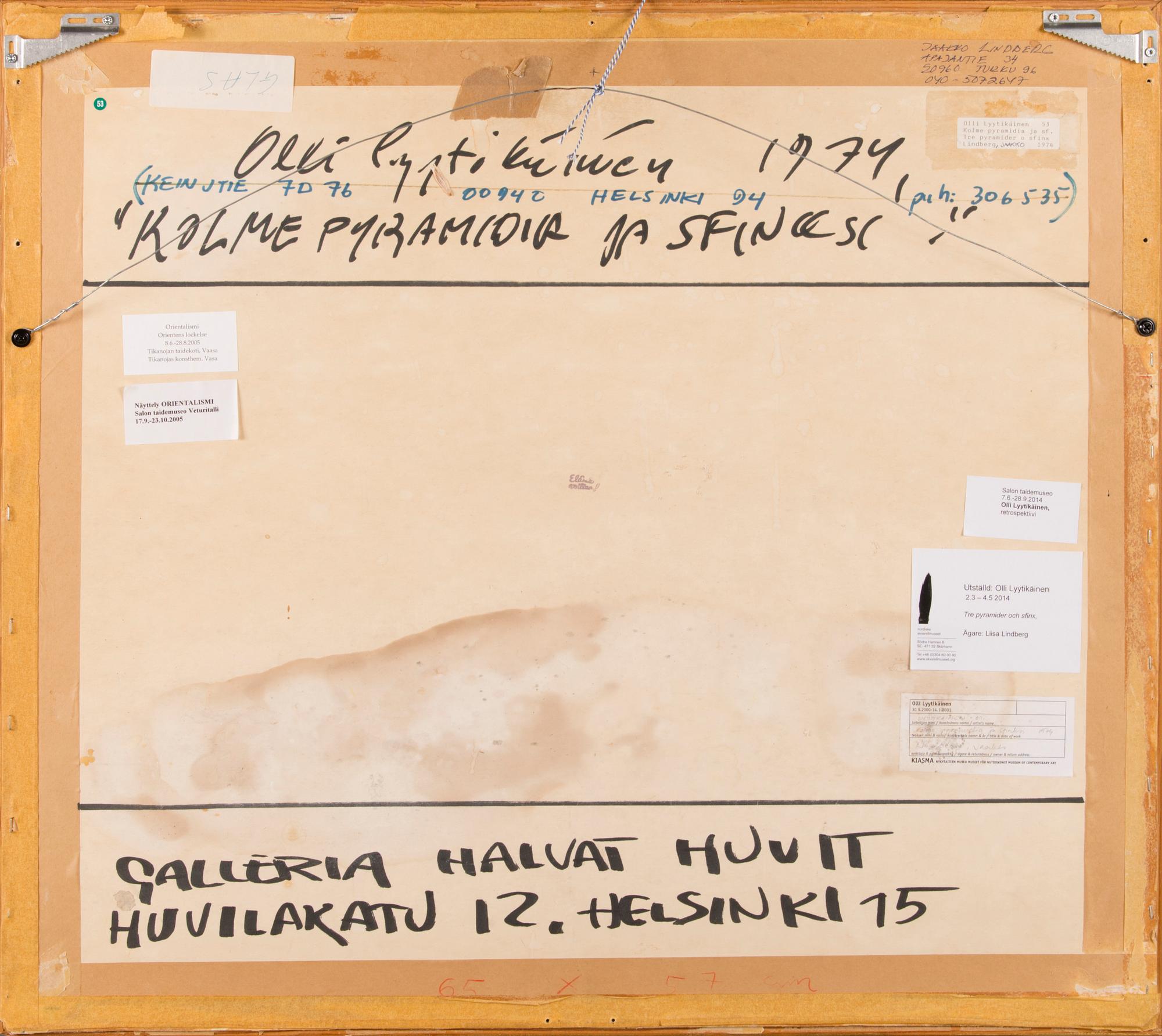 OLLI LYYTIKÄINEN, "KOLME PYRAMIDIA JA SFINKSI".