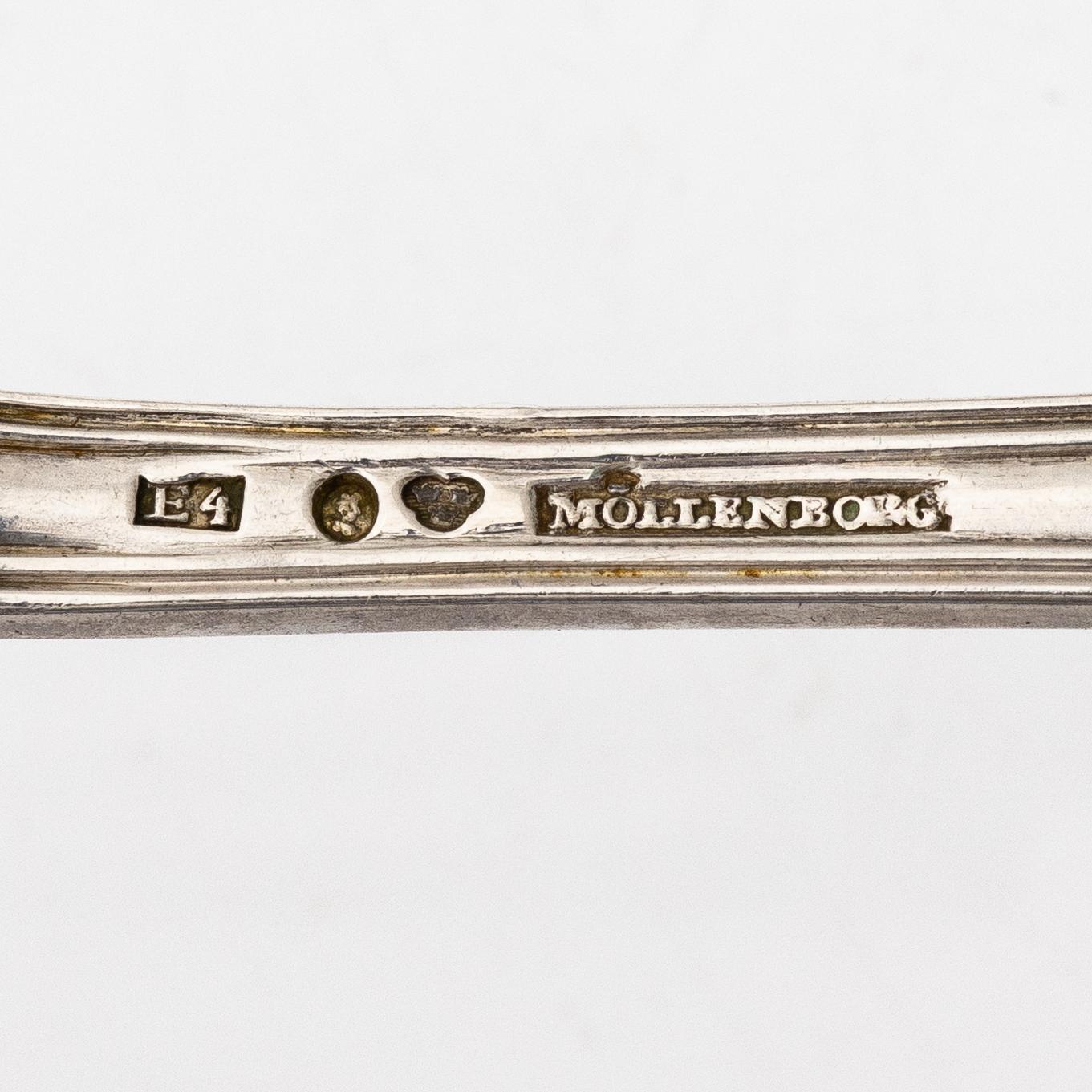 Three silver spoons and three silver forks, Firma Gustaf Möllenborg, 1859.