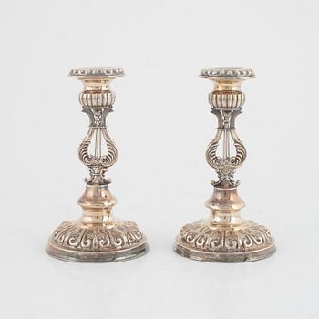 A Pair of Swedish Silver Empire Candlesticks, mark of Nils Jakob Adamsson, Norrköping 1843.