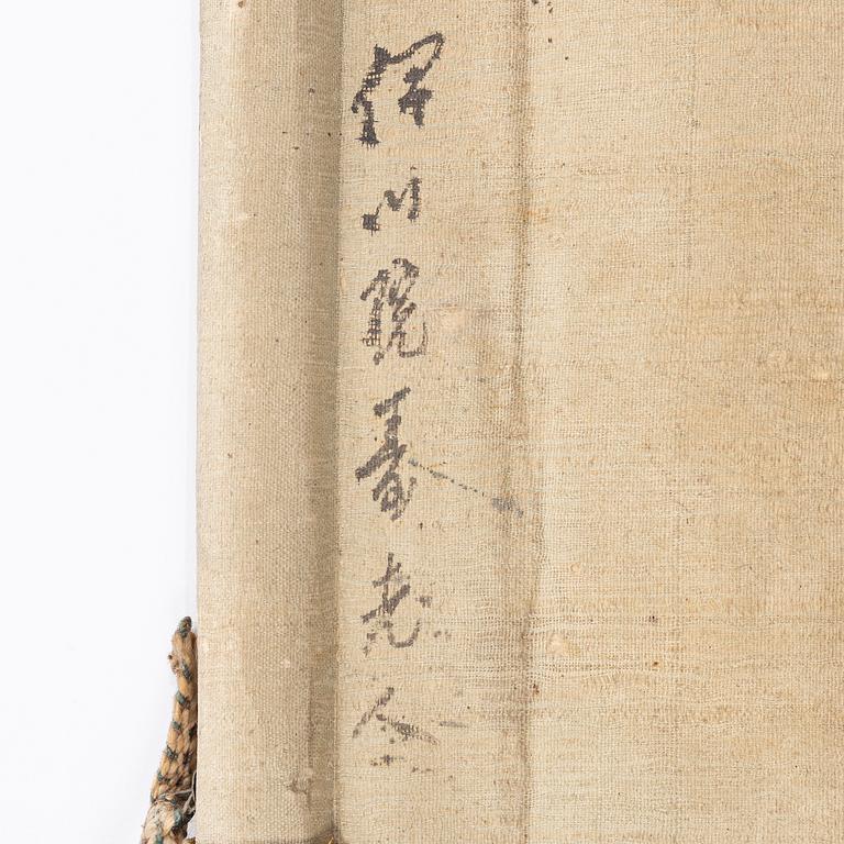 Unidentified artist, Shoulao / Jurojin and boy, Japan, circa 1900.