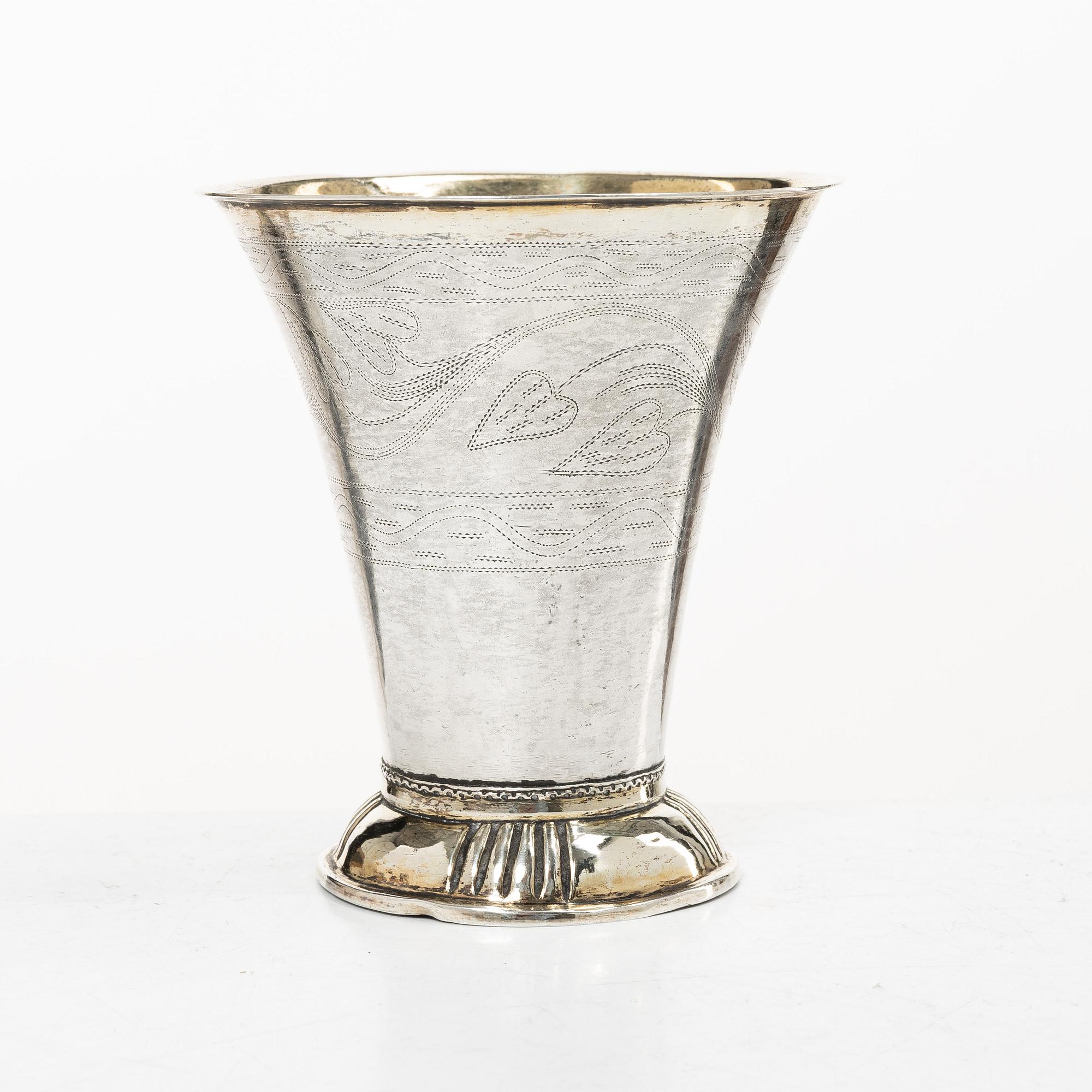 A parcel-gilt silver beaker, mark of Anders Gottfrid Roos, Turku, Finland, 1811.