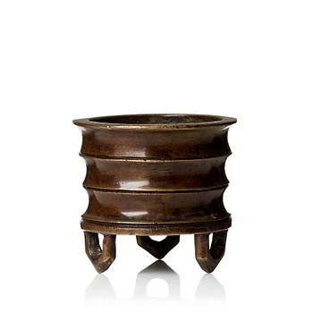 A bamboo shaped tripod censer, Qing dynasty.