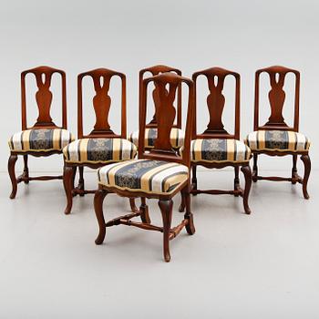 STOLAR, 6 st, senbarockstil, Åmells, 1900-talets andra hälft.