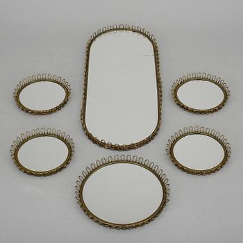 BORDSPLATEAU samt COASTERS, 6 delar, 1900-talets mitt.