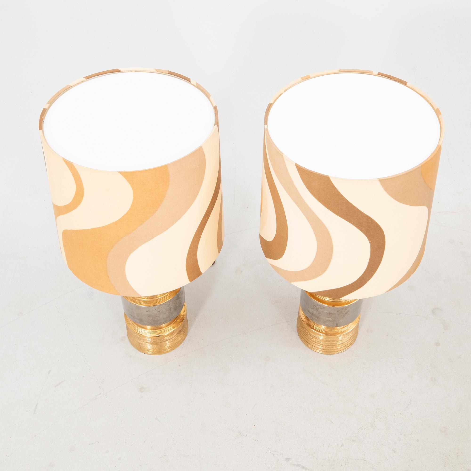 A pair of Bittosi/Bergboms ceramic table lamps later part of the 20th century.