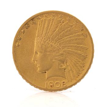 Gold coin USA, 10 dollars 1908.