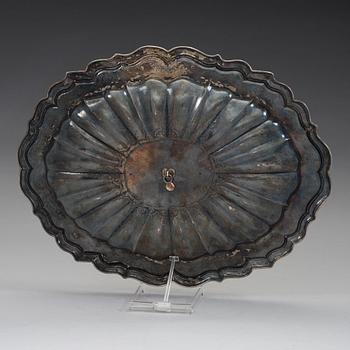 A German 18th century parcel-gilt dish, mark of Johann Gemeinhart, Nürnberg (1727-1739).