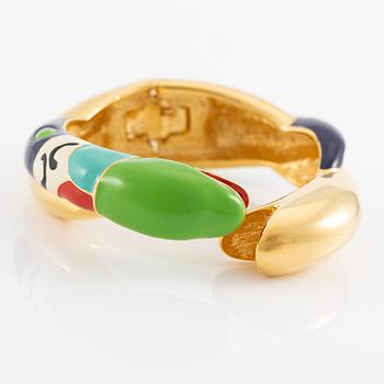 Niki de Saint Phalle ormarmband gul metall med emalj.