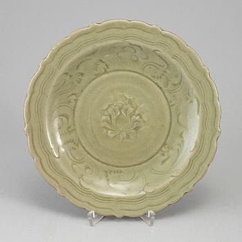 A celadon glazed dish, Ming dynasty (1368-1644).