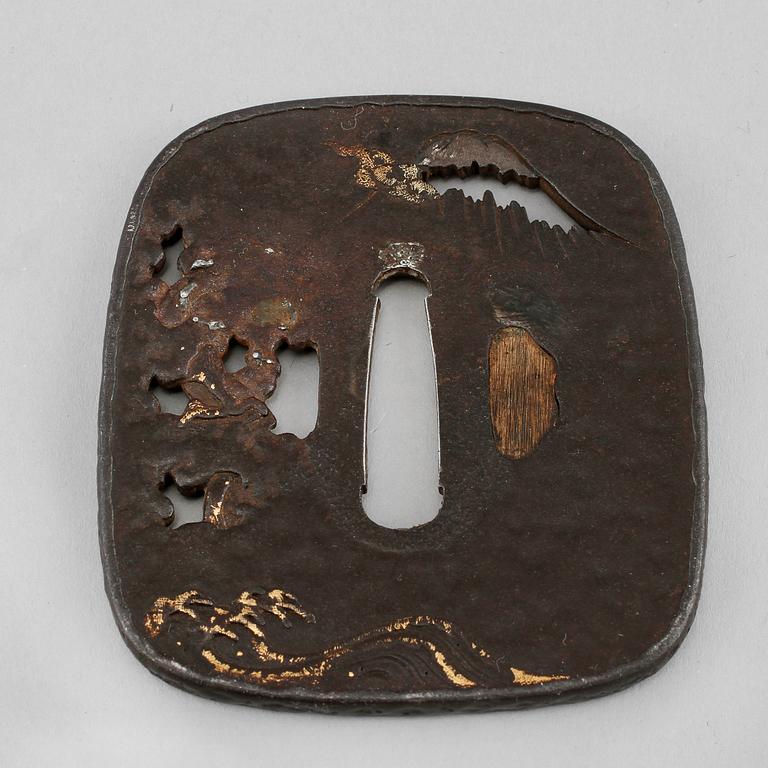 TSUBA, järn, Japan, tidigt 1900-tal.
