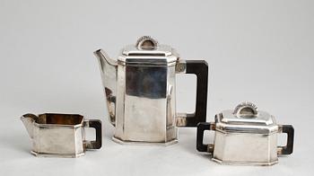 KAFFESERVIS, 3 delar, nysilver, art déco, 1930-/40-tal.