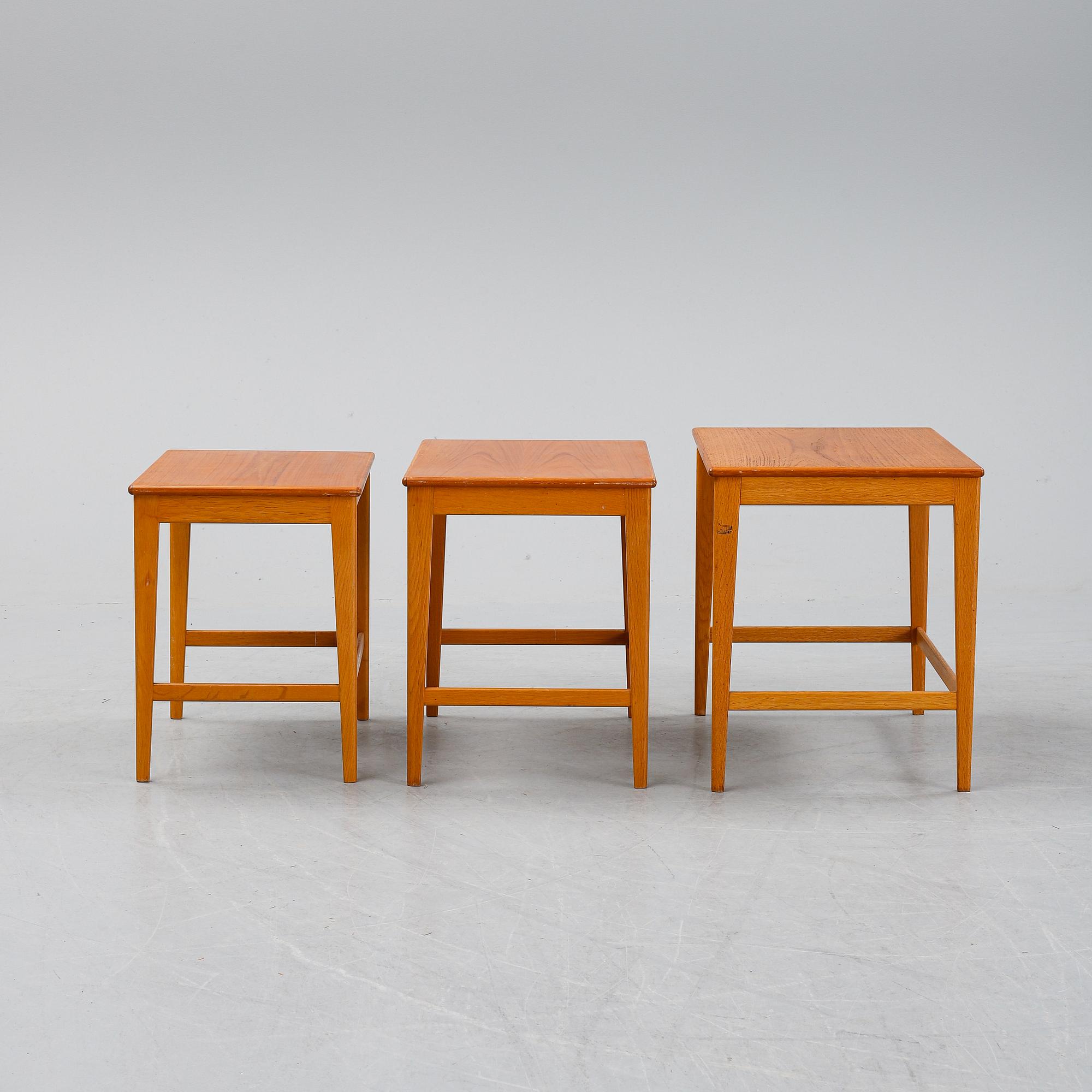 A 1950's teak nesting table.