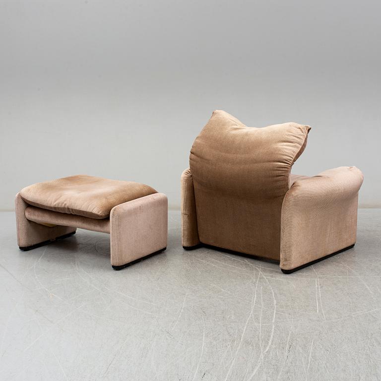 VICO MAGISTRETTI, a 'Maralunga' easy chair with foot rest, Cassina, Italy.